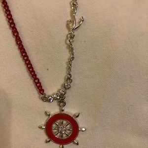 G Comet Red and Silver Nautical Necklace and Earring Set